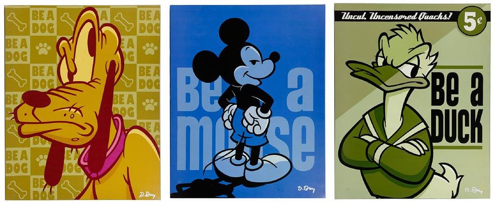 Lot 494: Disney 'Mickey', Donald' and 'Pluto' Canvas Print
