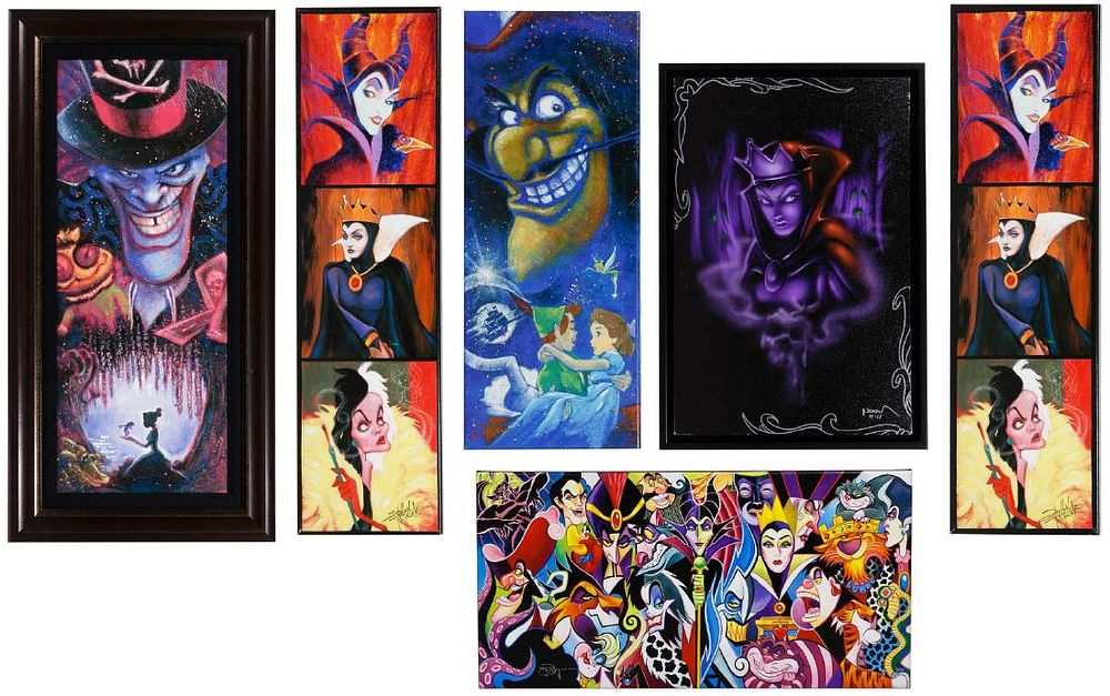 Lot 542: Disney Villain and Villainess Giclee on Canvas