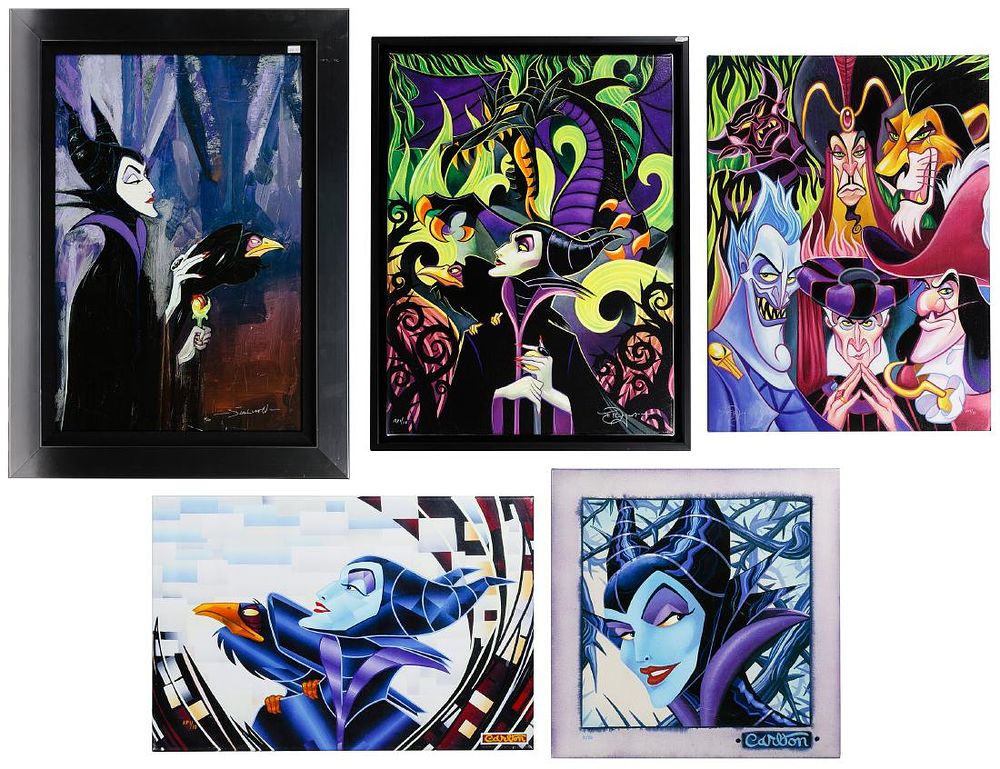 Lot 543: Disney Villians and Villianesses Giclee on Canvas