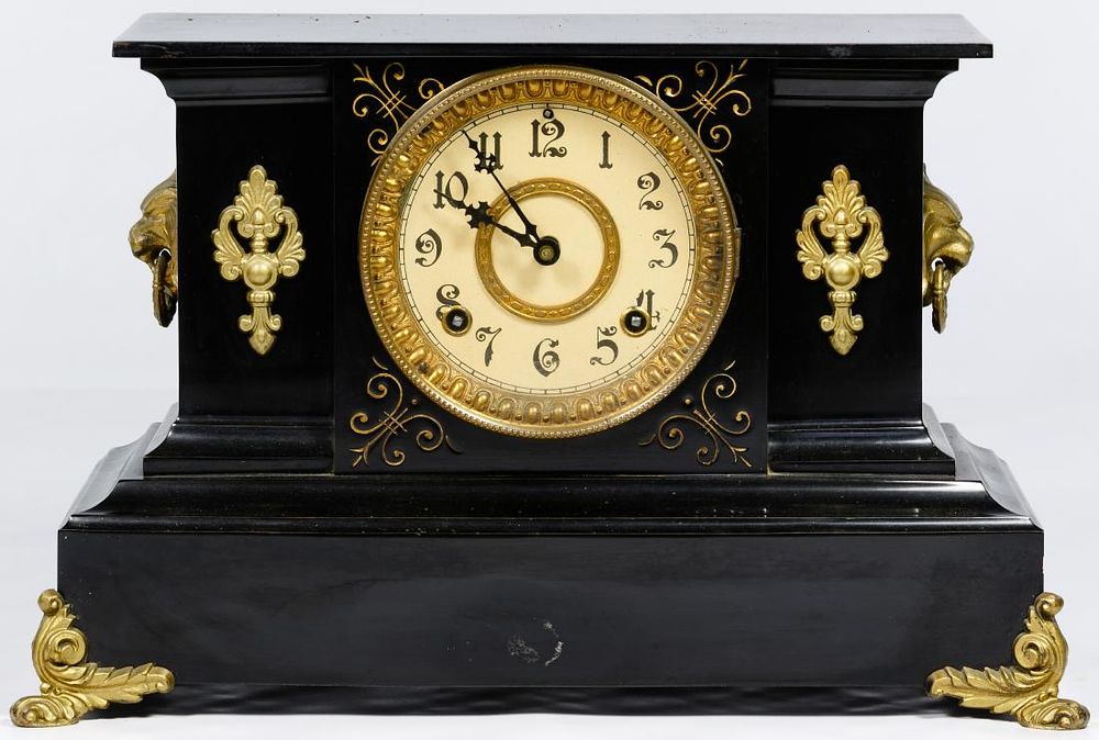 Lot 180: Ansonia Cast Metal Mantel Clock