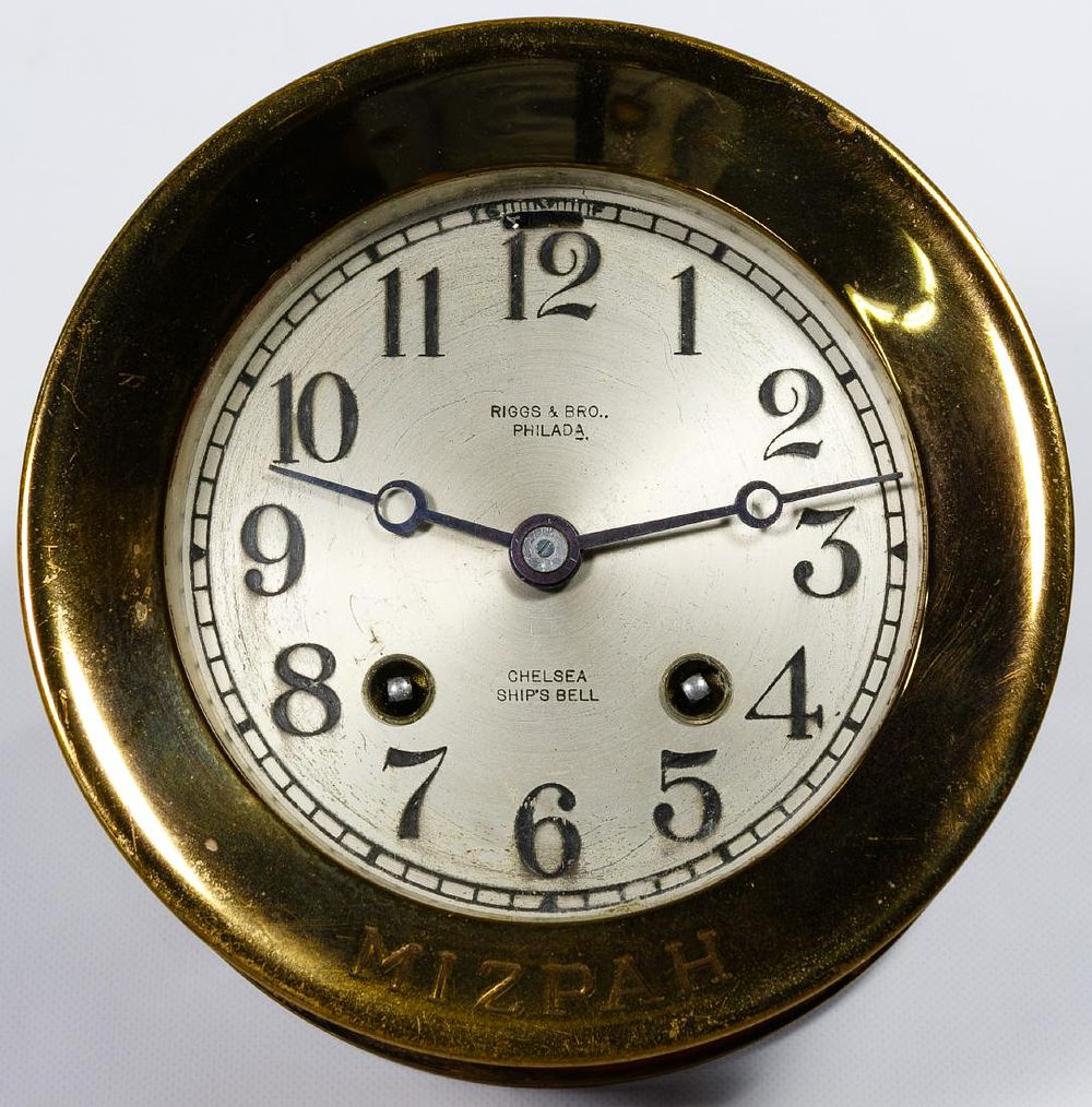 Lot 182: Chelsea 'Ship's Bell' Copper Clock