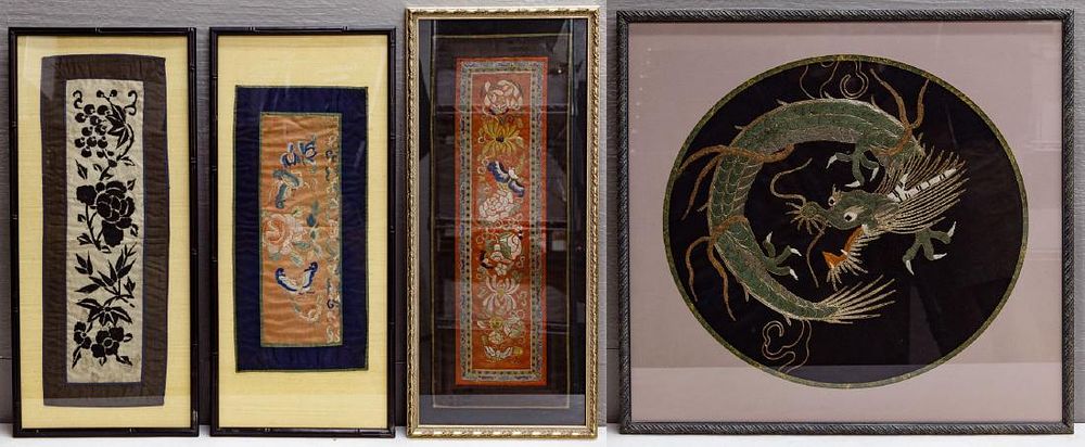 Lot 197: Chinese Framed Textile Art Assortment