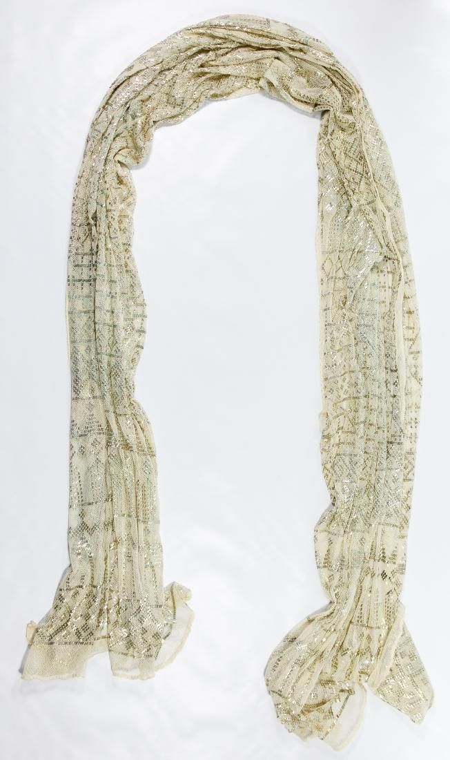 Lot 221: Egyptian Shawl with Silver Colored Metal Adornment