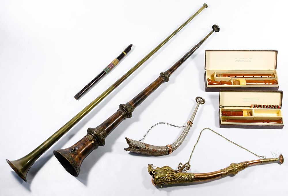 Lot 229: Metal Horn and Recorder Assortment