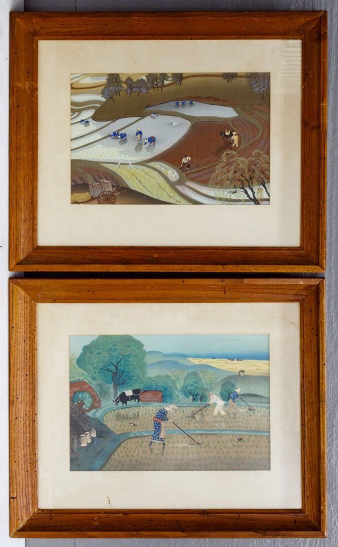 Lot 292: Japanese Watercolor and Woodblock Print Assortment