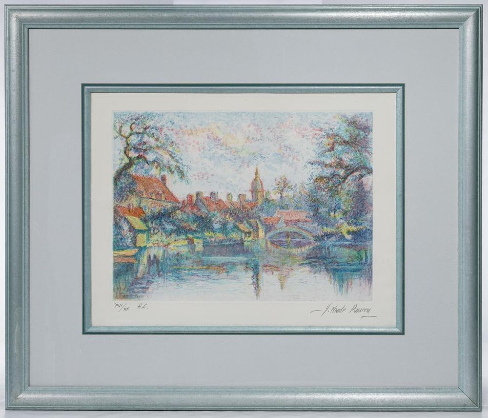 Lot 300: Hughes Claude Pissarro (French, b.1935) 'Village in