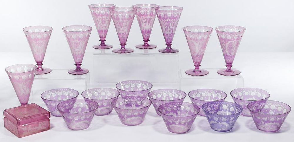 Lot 333: Amethyst Cut to Clear Glassware Collection