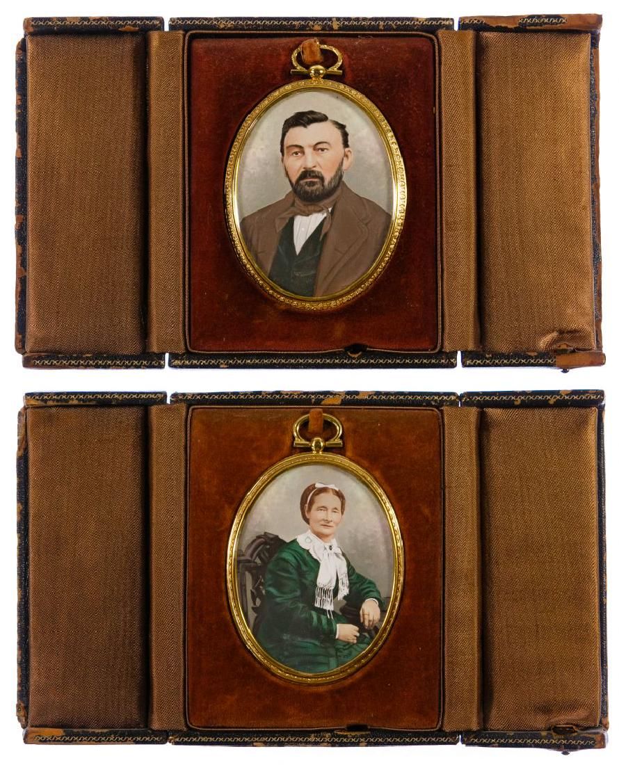 Lot 391: Hand-Colored Photographs in Leather Cases