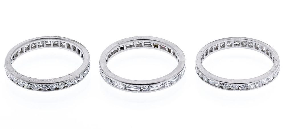 Lot 406: Platinum and Diamond Ring Collection