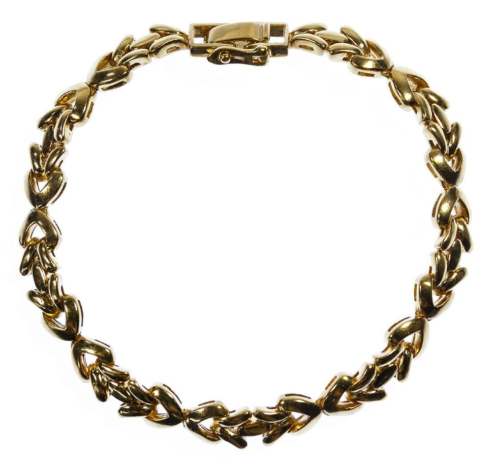 Lot 424: 18k Gold Heart Link Bracelet