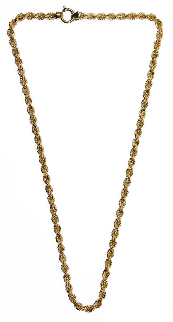 Lot 455: 18k Gold Twisted Rope Necklace