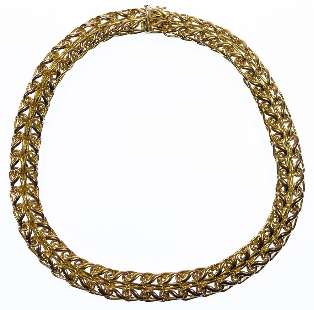 Lot 458: 18k Gold Mesh Necklace