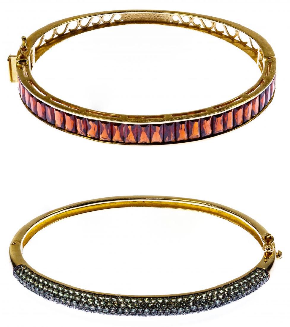 Lot 475: 14k Gold and Semi-Precious Gemstone Bangle Bracelets