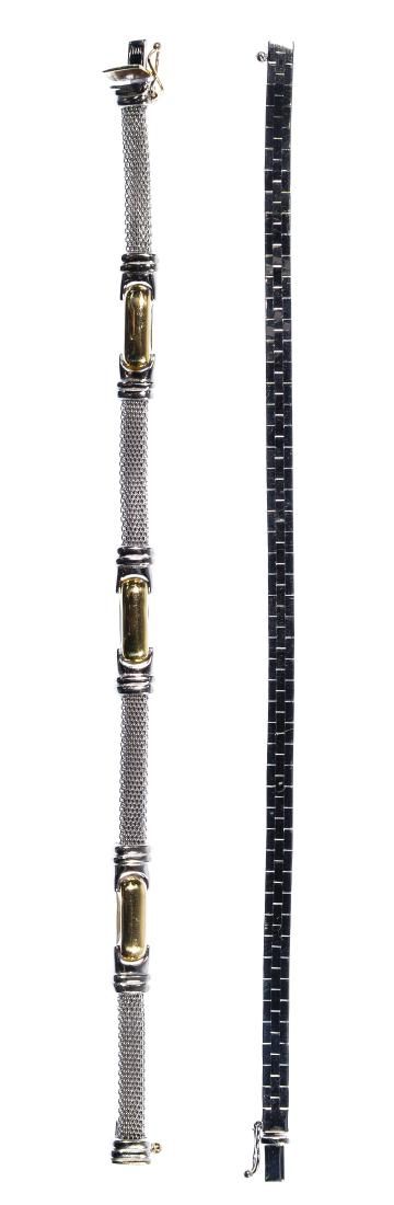 Lot 483: 14k White and Yellow Gold Bracelets