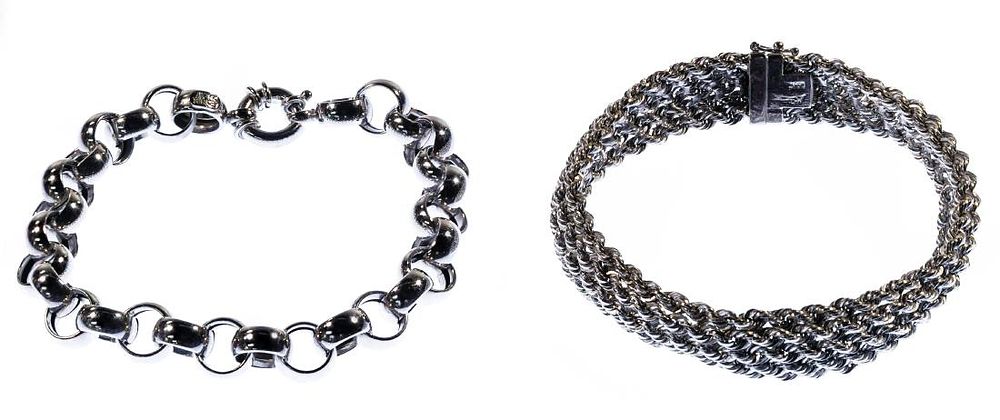 Lot 510: 14k White Gold Bracelets