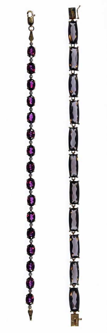 Lot 522: 14k Gold and Semi-Precious Gemstone Bracelets