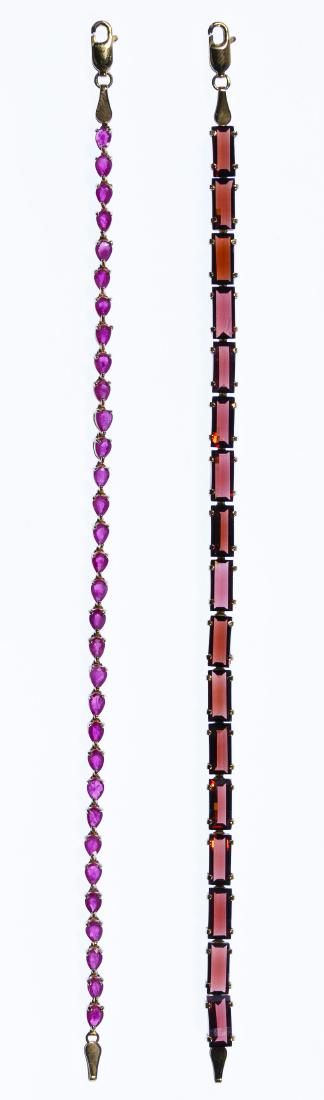 Lot 523: 14k Gold and Semi-Precious Gemstone Bracelets