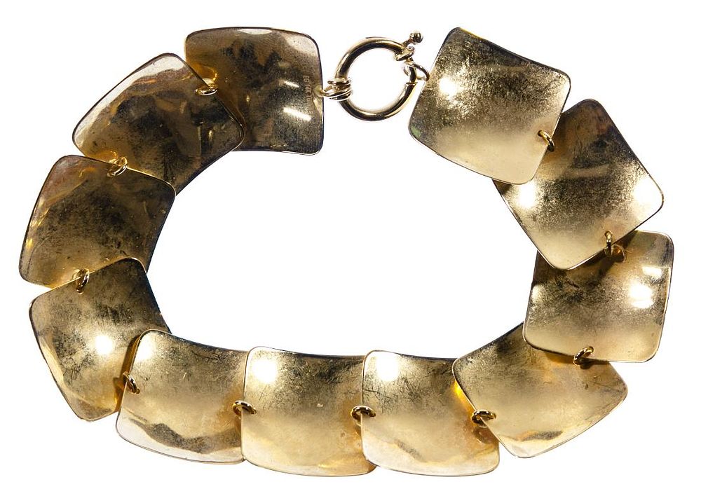 Lot 526: 14k Gold Panel Link Bracelet