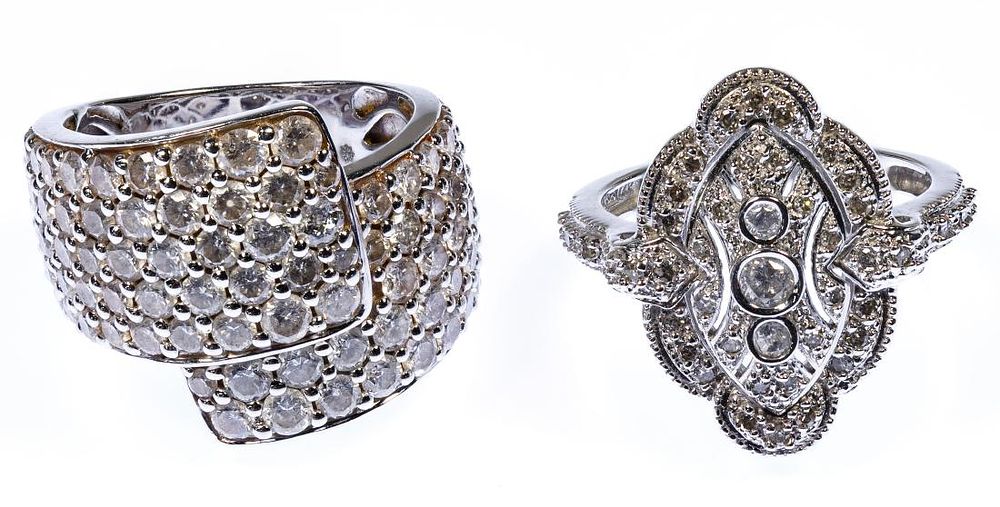 Lot 559: 14k White Gold and Diamond Rings