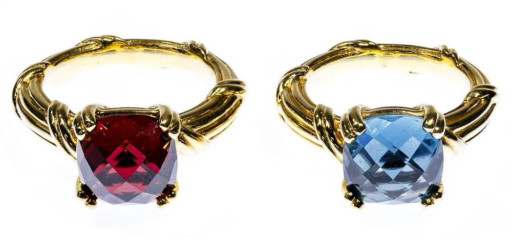 Lot 560: 18k Gold and Semi-Precious Gemstone Rings