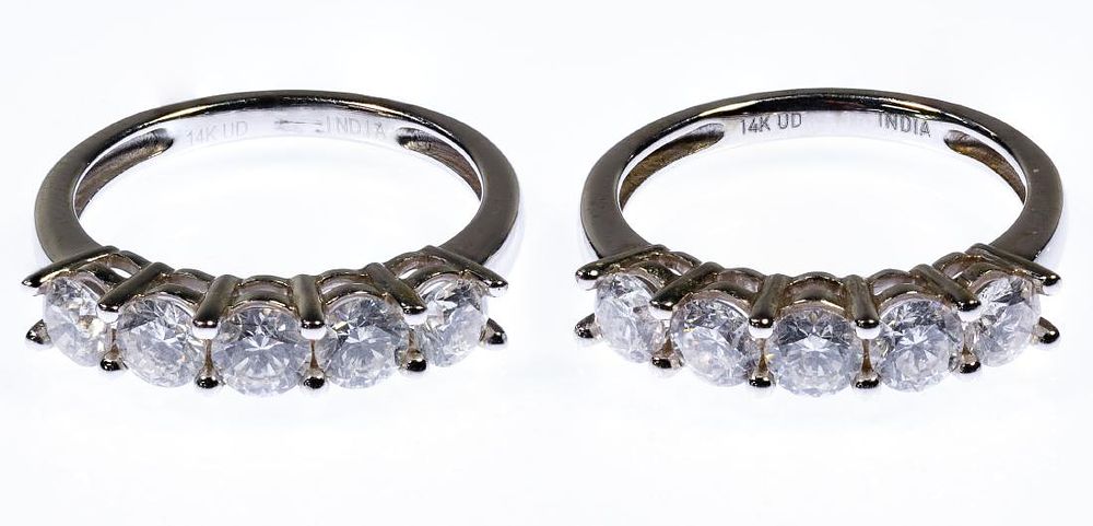 Lot 581: 14k White Gold and Diamond Rings