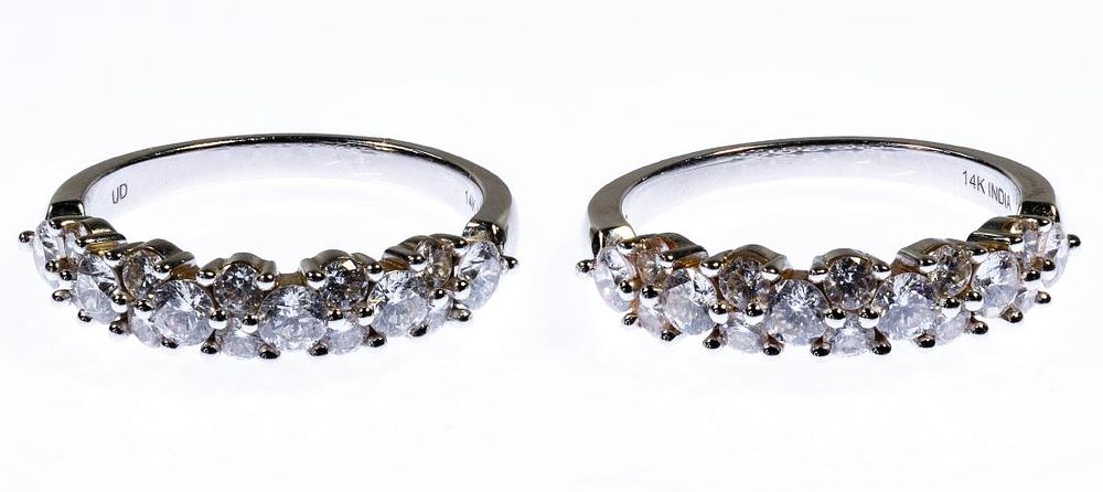 Lot 582: 14k White Gold and Diamond Rings