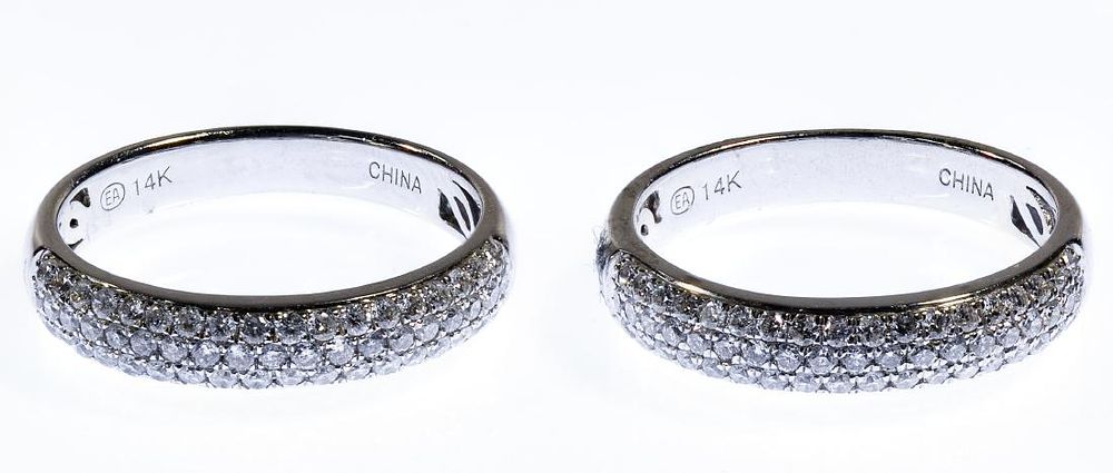Lot 584: 14k White Gold and Diamond Rings