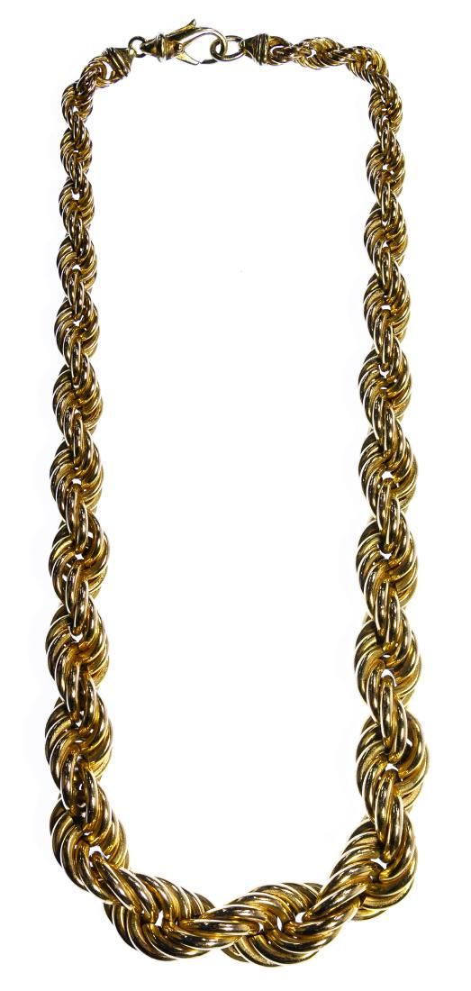 Lot 586: 14k Gold Graduated Twisted Rope Necklace