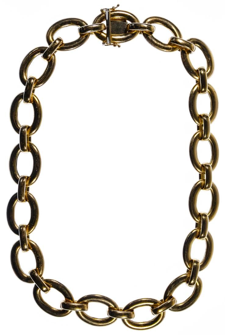 Lot 593: 14k Gold Loop Necklace