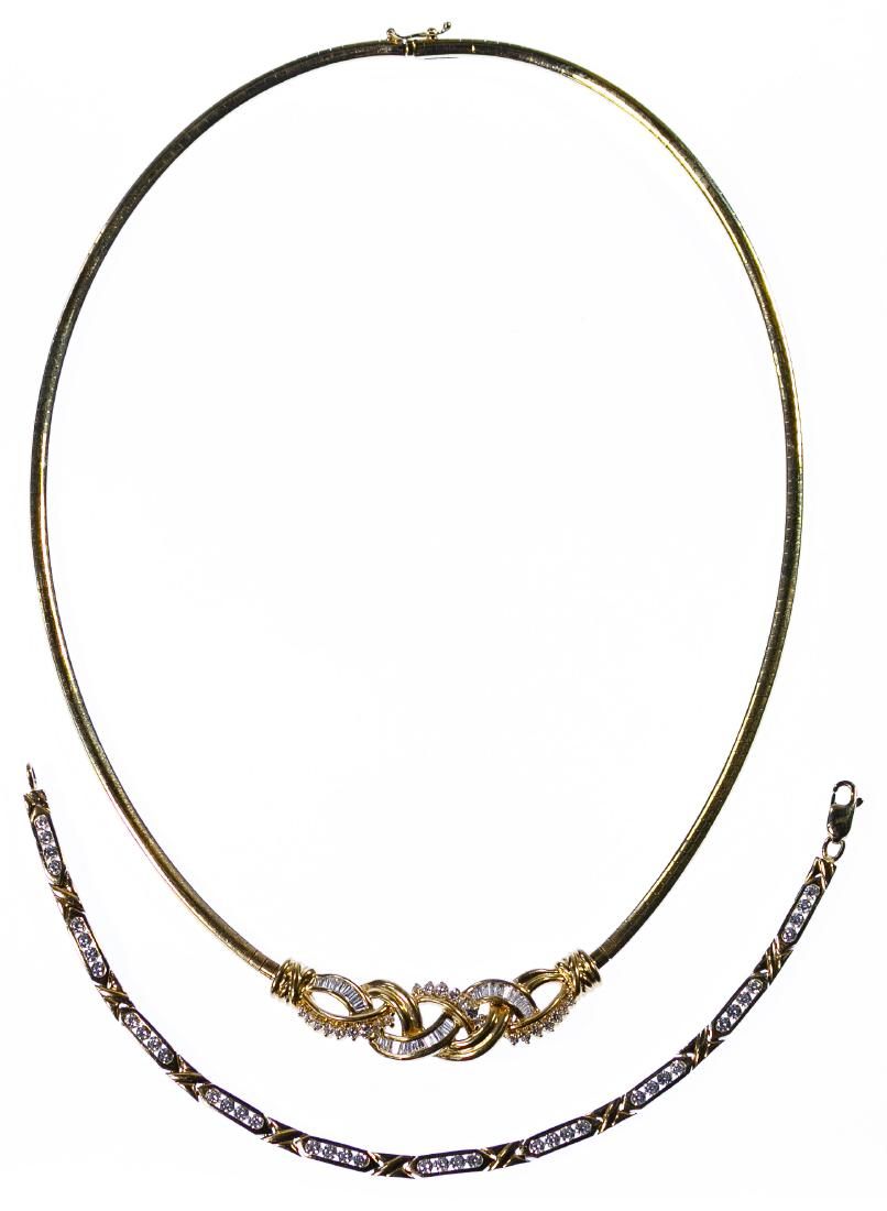 Lot 597: 14k Gold and Diamond Necklace