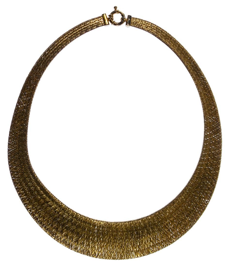 Lot 606: Milor 14k Gold Graduated Mesh Necklace