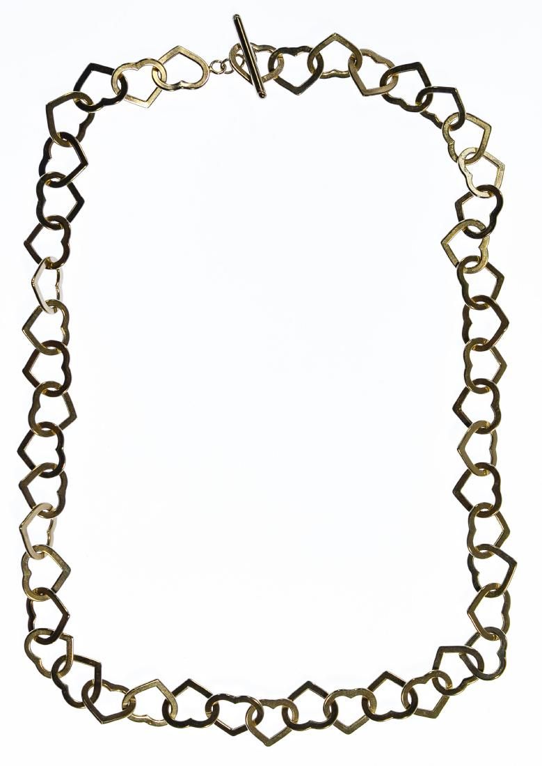 Lot 616: 14k Gold Heart Link Necklace