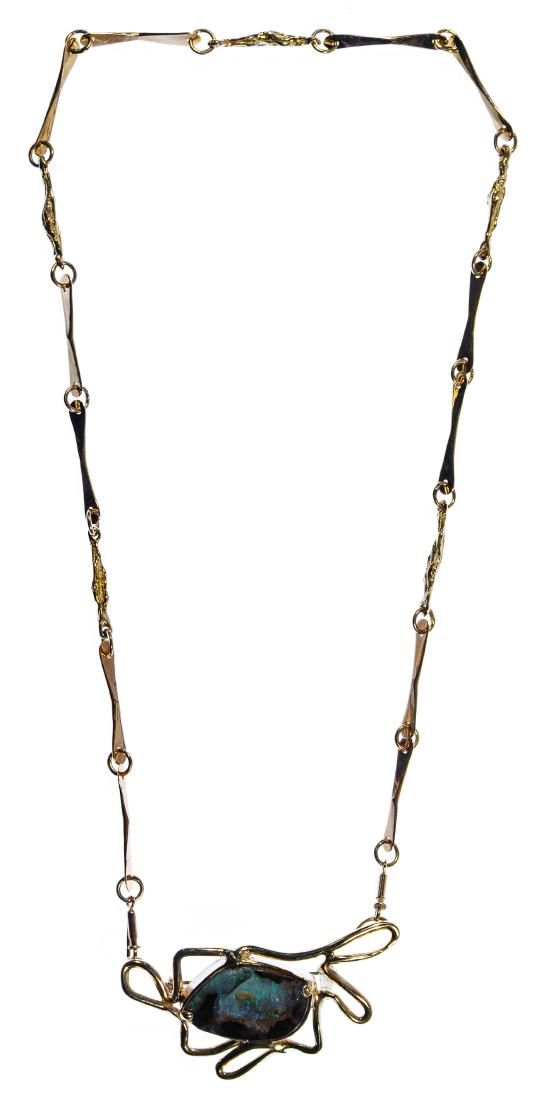Lot 619: 14k Gold and Opal Necklace