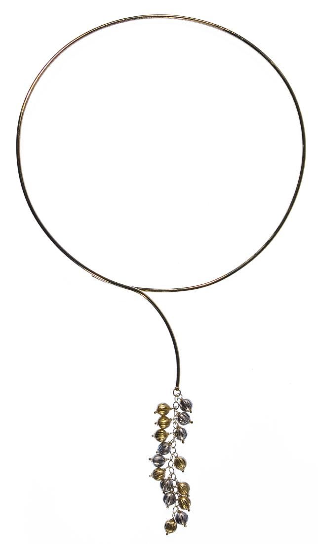 Lot 621: 14k Gold Choker Necklace with Dangle Pendant