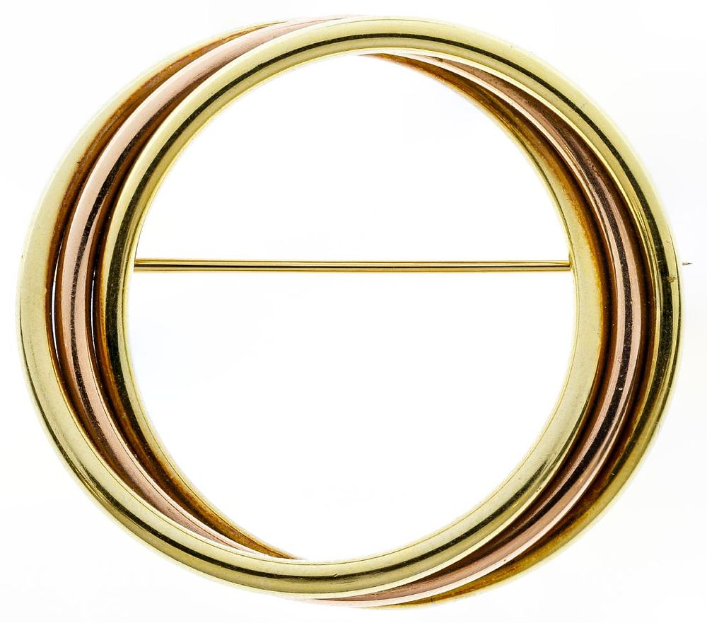 Lot 646: 14k Tri-Color Gold Circle Brooch