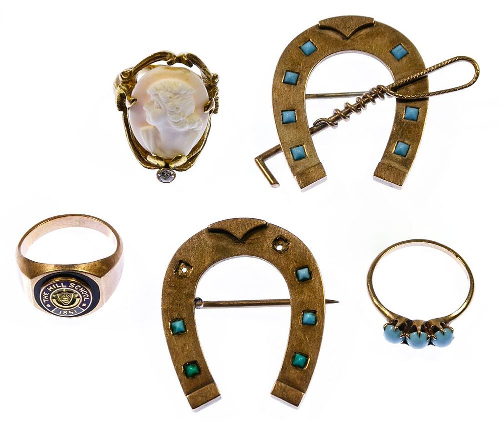 Lot 651: 10k Gold Ring and Pin Assortment
