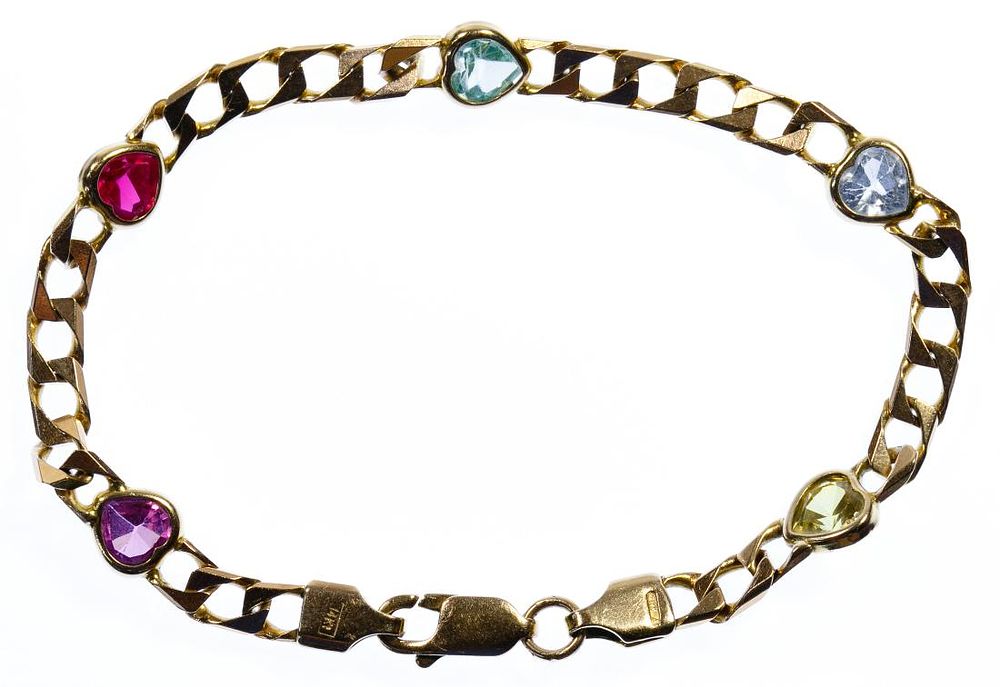 Lot 663: 14k Gold, 10k Gold and Semi-Precious Gemstone Link
