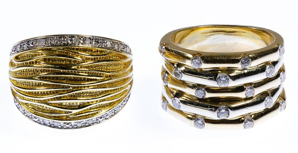 Lot 664: 18k and 14k Gold and Diamond Rings
