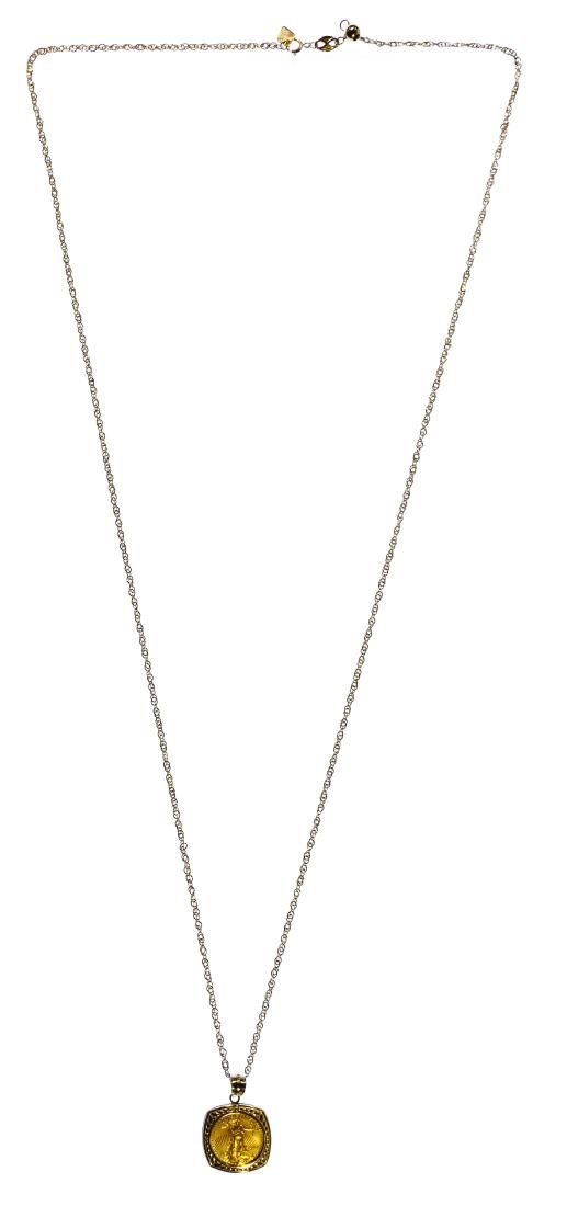 Lot 671: 2014 $5 Gold Liberty Coin on a 14k Gold Necklace