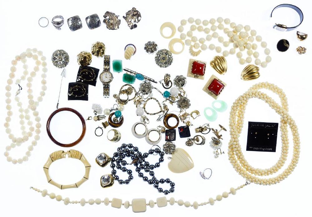 Lot 672: Gold, Sterling Silver and Costume Jewelry Assortment
