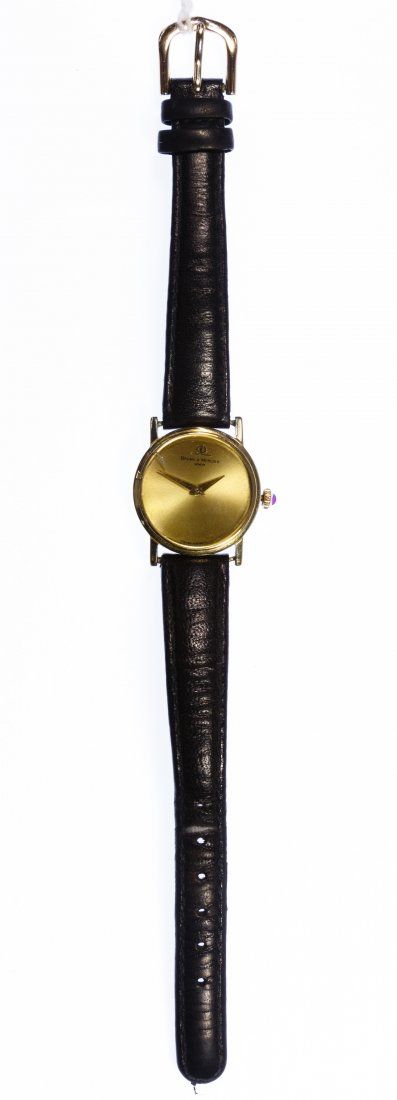 Lot 683: Baum & Mercier 14k Gold Case Wrist Watch