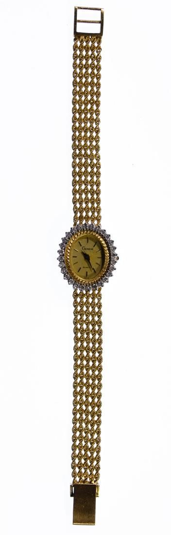 Lot 687: Geneve 14k Gold Case and Band Wrist Watch