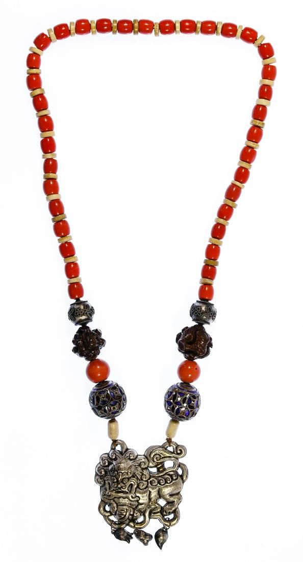 Lot 697: Silver and Coral Necklace