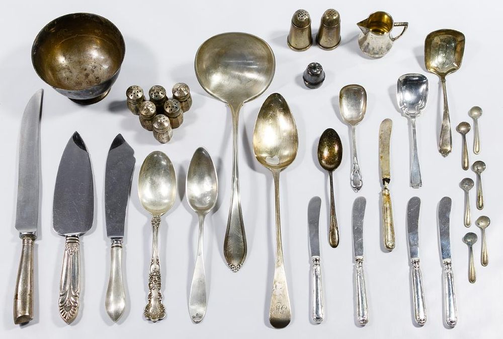 Lot 151: Sterling Silver Hollowware and Flatware Assortment