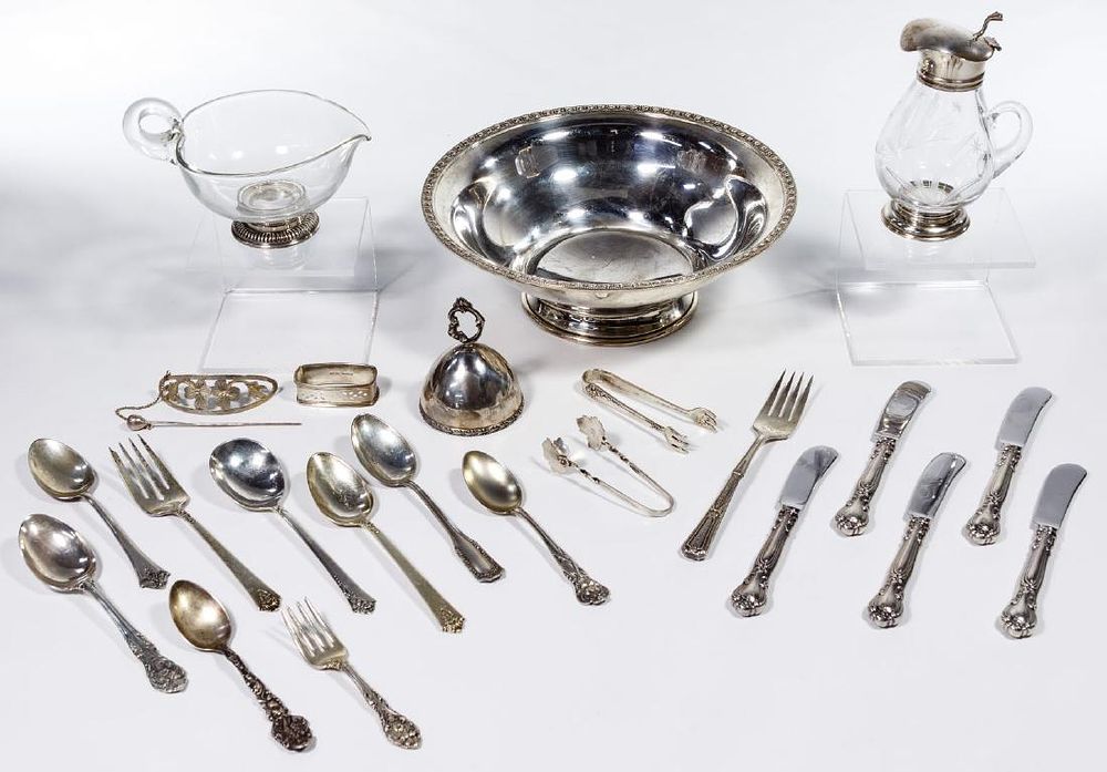 Lot 152: Sterling Silver Hollowware and Flatware Assortment
