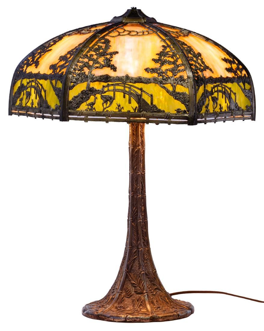 Lot 158: Slag Glass Shade Table Lamp