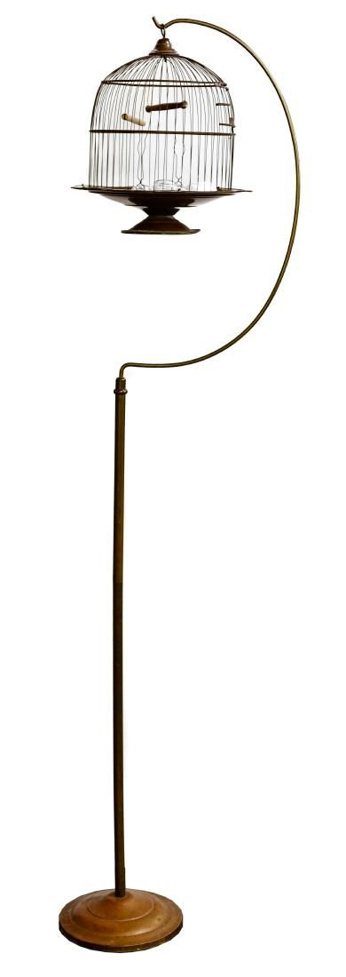 Lot 164: Hendryx Brass Bird Cage and Stand