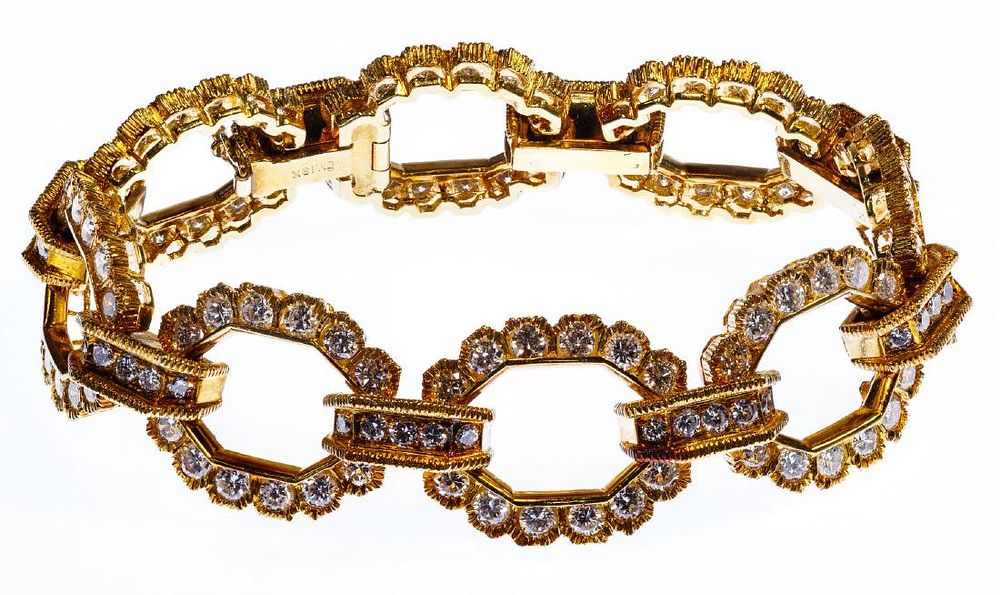 Lot 218: 18k Rose Gold and Diamond Bracelet