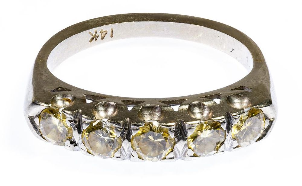 Lot 236: 14k White Gold and Diamond Band Ring