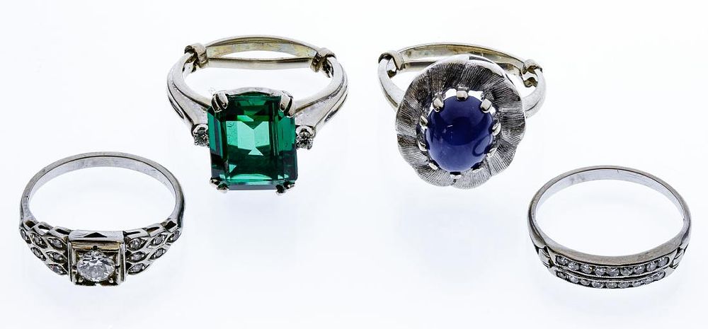 Lot 243: 14k White Gold Ring Assortment